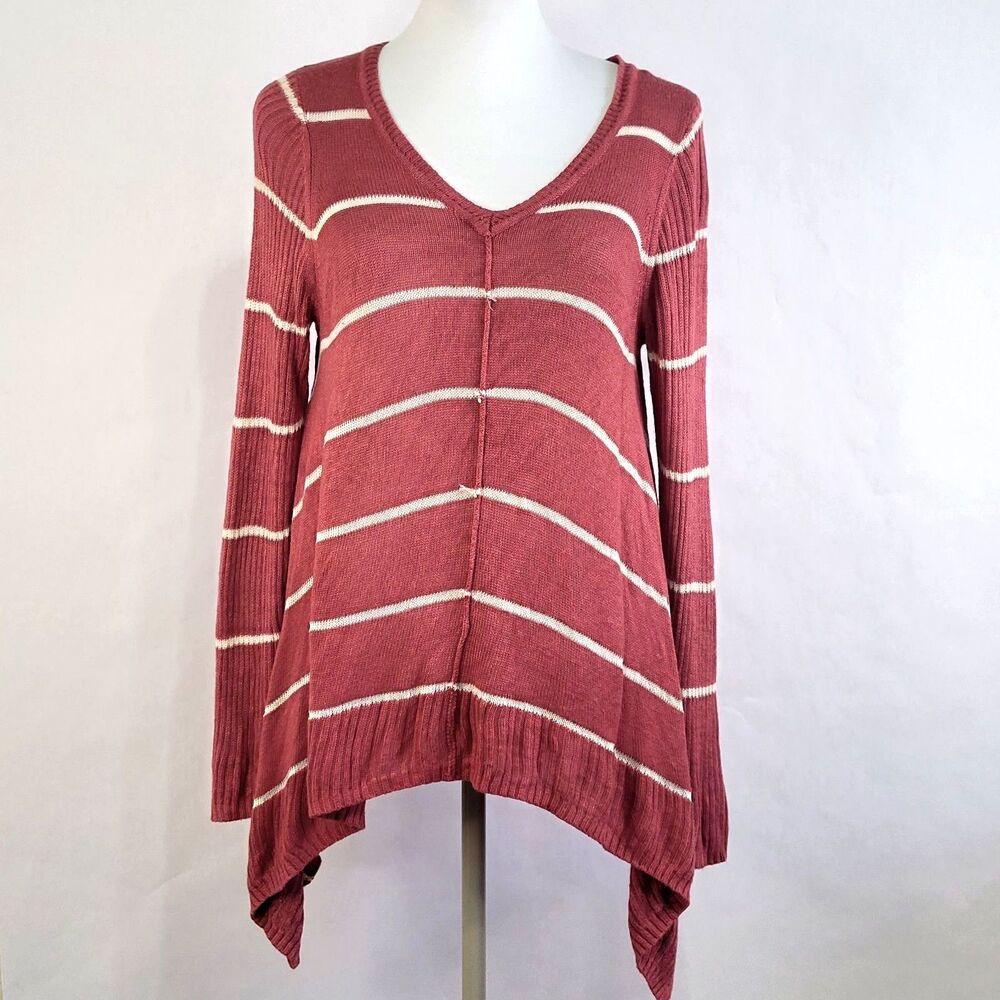 Pink Republic sweater coral pink striped size small
